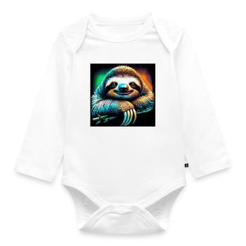 sloth - Organic Longsleeve Baby Bodysuit - white - Front