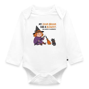 Broom Blowout Witch Tee - Organic Longsleeve Baby Bodysuit - white - Front