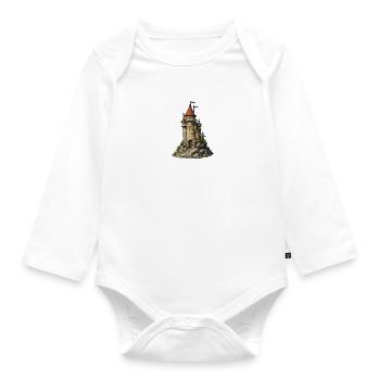 Castle tower on the rock - Organic Longsleeve Baby Bodysuit - white - Front
