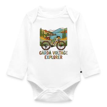 Boho E-Bike Gardasee Explorer - Baby Bio-Langarm-Body - Weiß - Vorne