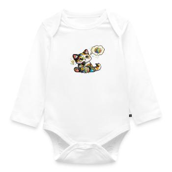 Katzenmosaik Traumkatzchen - Baby Bio-Langarm-Body - Weiß - Vorne
