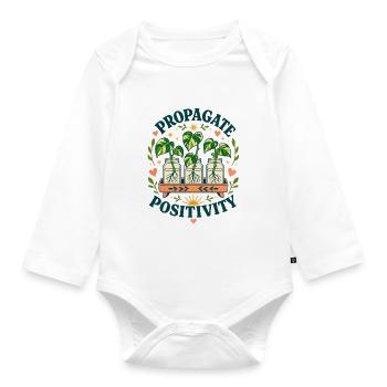 Propagate Positivity – Potho's offshoot - Organic Longsleeve Baby Bodysuit - white - Front