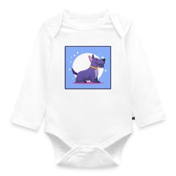 Purple Scottish Terrier (comic) - Organic Longsleeve Baby Bodysuit - white - Front