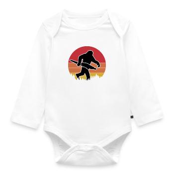 Bigfoot Alligator Vintage Silhouette - Baby Bio-Langarm-Body - Weiß - Vorne