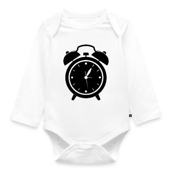 Alarm clock - Organic Longsleeve Baby Bodysuit - white - Front
