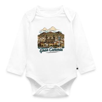 Gran Canaria Küstenpanorama - Baby Bio-Langarm-Body - Weiß - Vorne