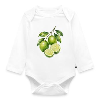 Limetten Aquarell Frische - Baby Bio-Langarm-Body - Weiß - Vorne