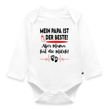Mein Papa ist der Beste Babysprüche - Baby Bio-Langarm-Body - Weiß - Vorne