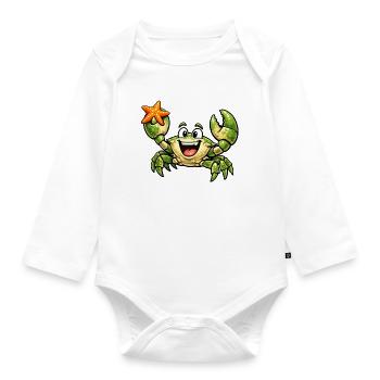 Krebs mit Seestern - Baby Bio-Langarm-Body - Weiß - Vorne