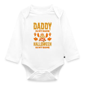 Daddy is my Name Halloween is my Game - Halloween  - Baby Bio-Langarm-Body - Weiß - Vorne