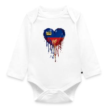 Liechtenstein Venezuela Flag Heart Drop Art - Organic Longsleeve Baby Bodysuit - white - Front