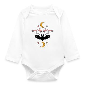Fledermaus und Engelsflügel - Baby Bio-Langarm-Body - Weiß - Vorne