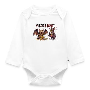 Vergiss Blut Pommes Fledermaus Halloween Design - Baby Bio-Langarm-Body - Weiß - Vorne