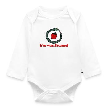 Eva wurde eingerahmt: Schlangenapfel - Baby Bio-Langarm-Body - Weiß - Vorne