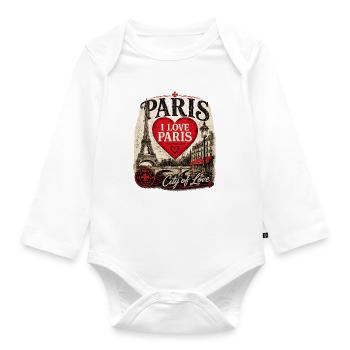 Paris Heart City of Love - Organic Longsleeve Baby Bodysuit - white - Front