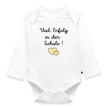 Erfolg Schule Herz - Baby Bio-Langarm-Body - Weiß - Vorne