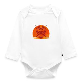 Wächter des Sonnenuntergangsdrachens 侍 - Baby Bio-Langarm-Body - Weiß - Vorne