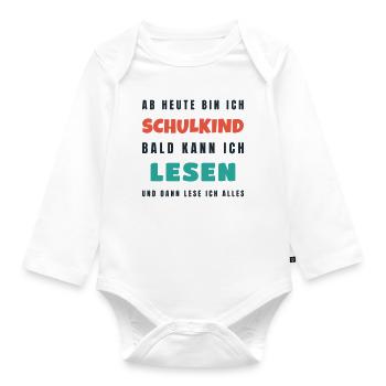 Schulkind 2026 Bald kann ich lesen - Einschulung - Baby Bio-Langarm-Body - Weiß - Vorne