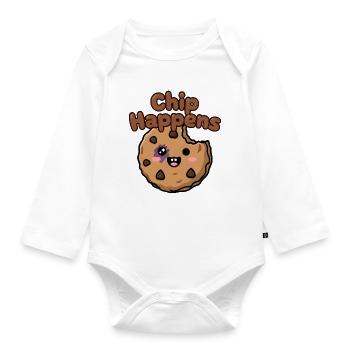 Chip Happens Keks - Baby Bio-Langarm-Body - Weiß - Vorne