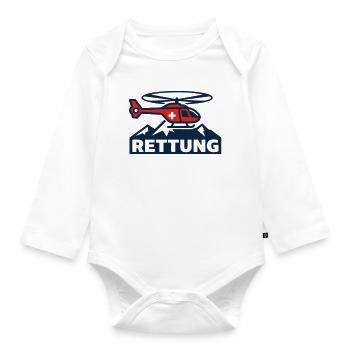 Rettungshubschrauber Logo - Baby Bio-Langarm-Body - Weiß - Vorne
