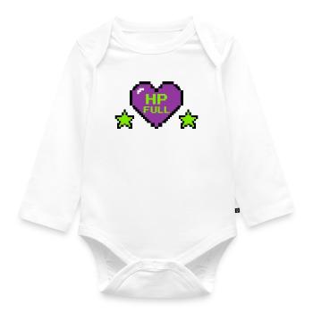 HP Full Pixel Herz Logo - Baby Bio-Langarm-Body - Weiß - Vorne