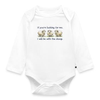 I will be with the sheep Lustiges Schaf Motiv - Organic Longsleeve Baby Bodysuit - white - Front