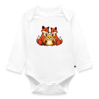 Fuchsfamilie - Baby Bio-Langarm-Body - Weiß - Vorne