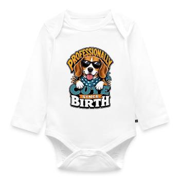 Beagle - Organic Longsleeve Baby Bodysuit - white - Front