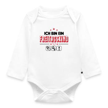 Freitagskind Geboren am Freitag Babysprüche - Baby Bio-Langarm-Body - Weiß - Vorne