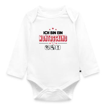 Montagskind Geboren am Montag Babysprüche - Baby Bio-Langarm-Body - Weiß - Vorne
