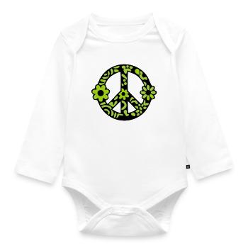 Peace Zeichen Blumen Icon - Baby Bio-Langarm-Body - Weiß - Vorne