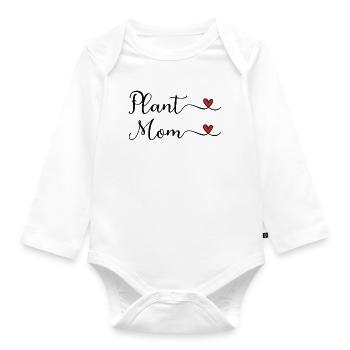 Pflanzenmama-Herz - Baby Bio-Langarm-Body - Weiß - Vorne