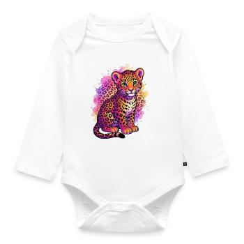 90er-Jahre-inspiriertes Tiger-Shirt Geburtstags-Leopardenhemd - Baby Bio-Langarm-Body - Weiß - Vorne