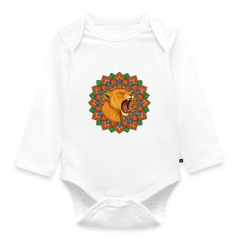 Loewin die bruellt im Mandala - Baby Bio-Langarm-Body - Weiß - Vorne