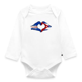 Kap Verde Kuba Flagge Hände Herzform used - Baby Bio-Langarm-Body - Weiß - Vorne