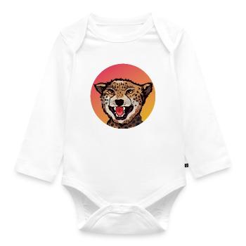 Farbenfrohes Leopard Design im Retro Look - Baby Bio-Langarm-Body - Weiß - Vorne