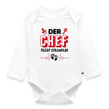 Der Chef trägt Strampler Babysprüche lustig - Baby Bio-Langarm-Body - Weiß - Vorne