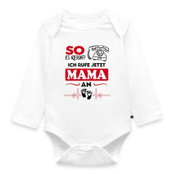 Ich rufe Mama an Telefon Babysprüche Lustig - Baby Bio-Langarm-Body - Weiß - Vorne