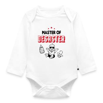 Master Of Disaster Baby Sayings Funny - Organic Longsleeve Baby Bodysuit - white - Front