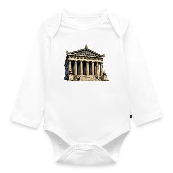Klassischer Tempel Parthenon Grafik - Baby Bio-Langarm-Body - Weiß - Vorne