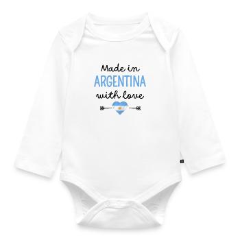 Made in Argentina with Love – Babykleidung - Baby Bio-Langarm-Body - Weiß - Vorne