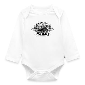 Geduld Vintage Dampfauto – Entschleunigt seit 1900 - Baby Bio-Langarm-Body - Weiß - Vorne