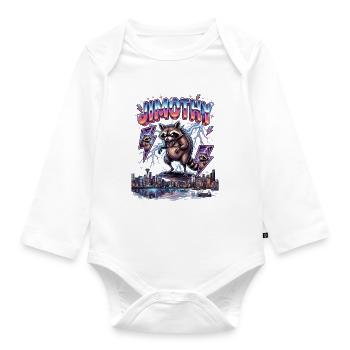 JIMOTHY Waschbär Retro - Baby Bio-Langarm-Body - Weiß - Vorne