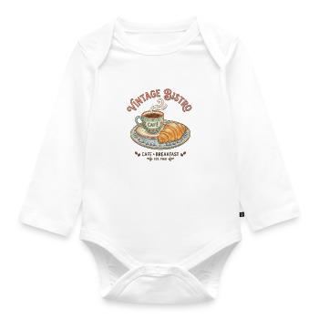 Vintage Bistro Kaffee Illustration - Baby Bio-Langarm-Body - Weiß - Vorne