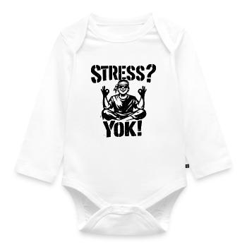 Stress? Yok! | Türkisches Stencil Streetwear Desig - Baby Bio-Langarm-Body - Weiß - Vorne