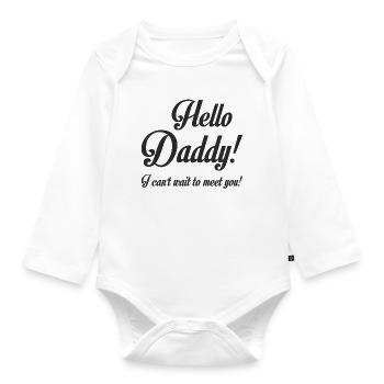 Hello Daddy Baby Reveal Tee - Organic Longsleeve Baby Bodysuit - white - Front