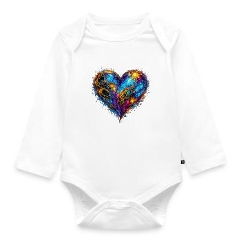 Himmlisches Herz - Baby Bio-Langarm-Body - Weiß - Vorne