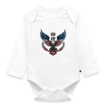 Königlicher US Adler – Freiheit & Krone Wappen - Baby Bio-Langarm-Body - Weiß - Vorne
