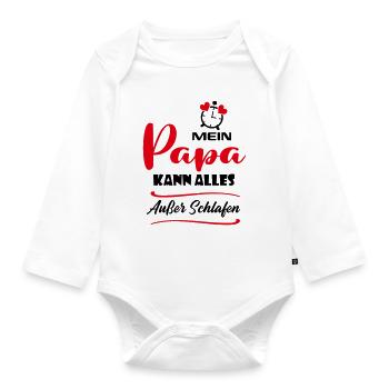 Papa kann alles außer schlafen Babysprüche - Baby Bio-Langarm-Body - Weiß - Vorne