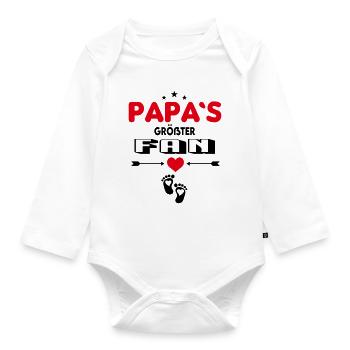 Bester Papa Größter Fan Babysprüche Familie - Baby Bio-Langarm-Body - Weiß - Vorne